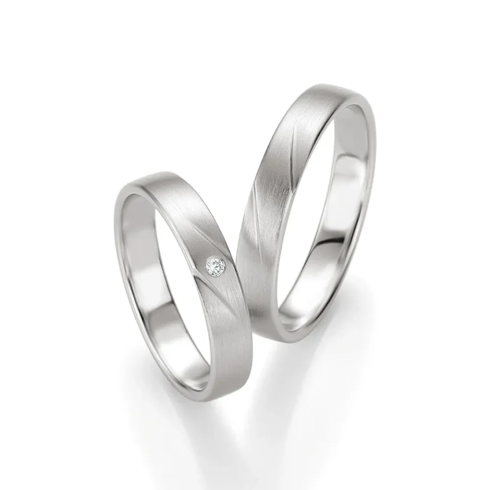 Alianzas de boda de paladio con diamante