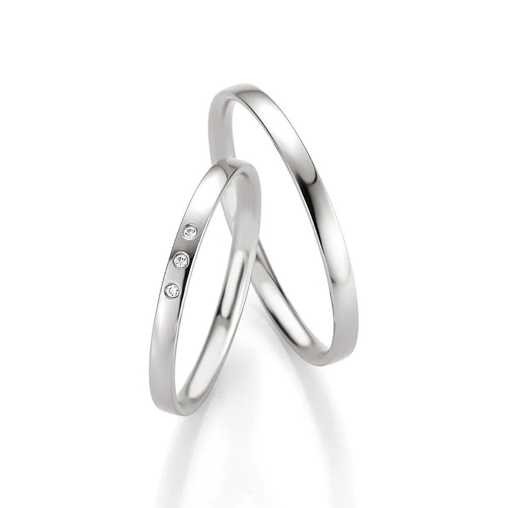 Alianzas de boda de oro blanco con diamantes