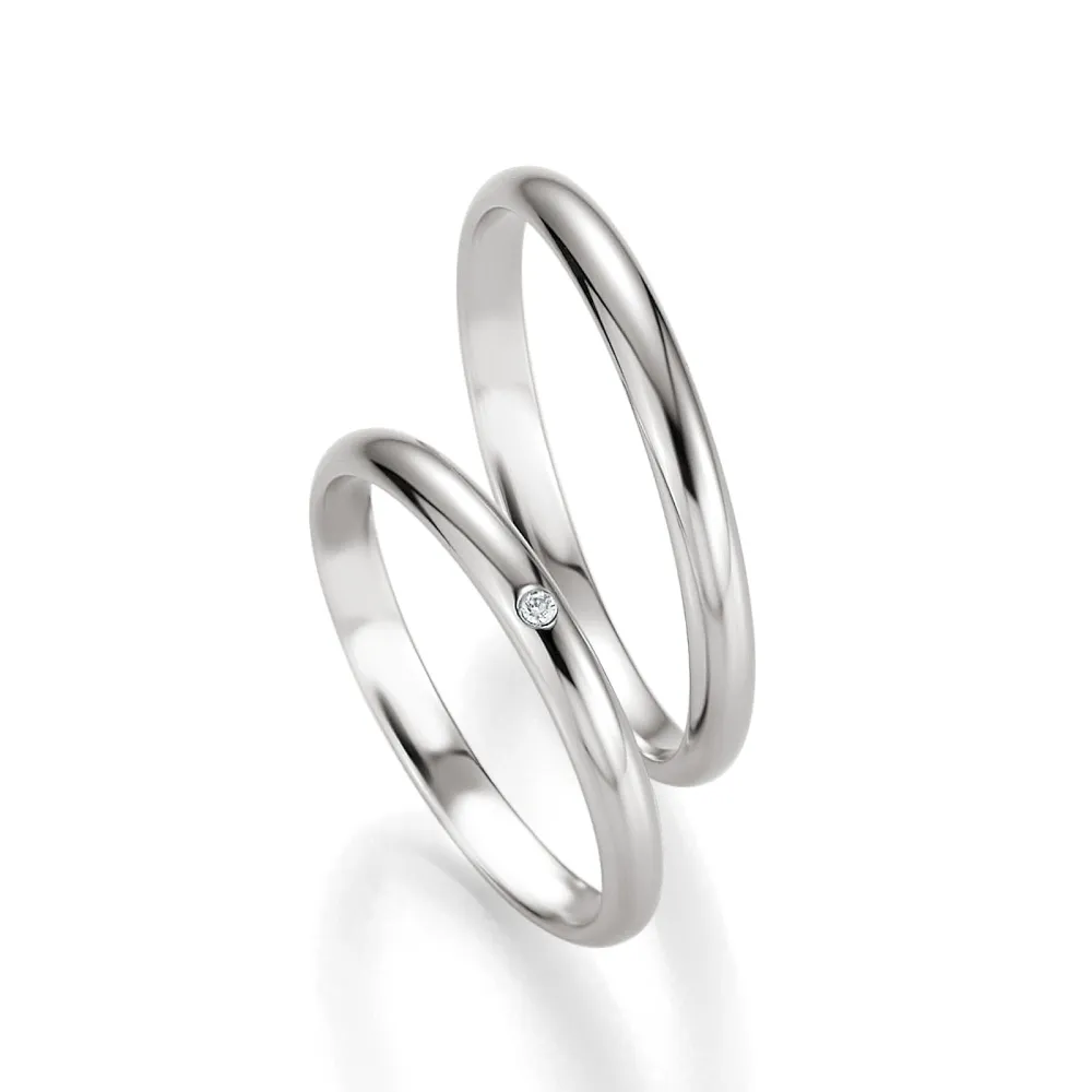 Alianzas de boda de oro blanco con diamante