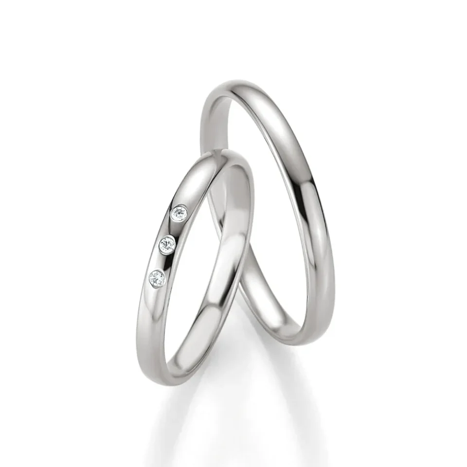 Alianzas de boda de oro blanco con diamantes