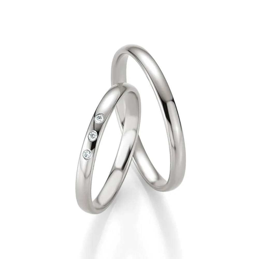 Alianzas de boda de oro blanco con diamantes
