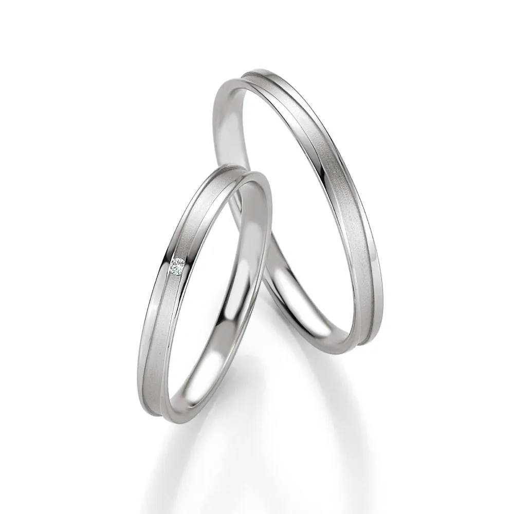 Alianzas de boda de paladio con diamante