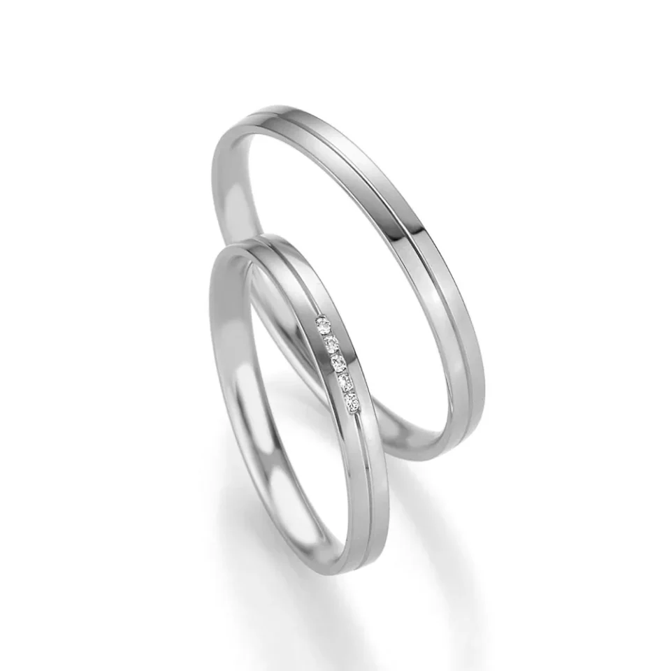 Alianzas de boda de paladio con diamantes