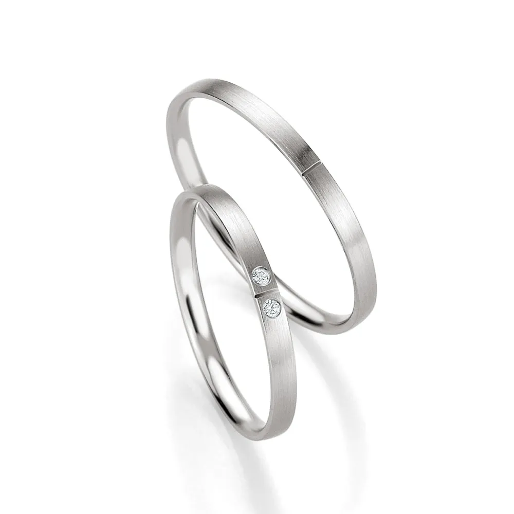 Alianzas de boda de paladio con diamantes