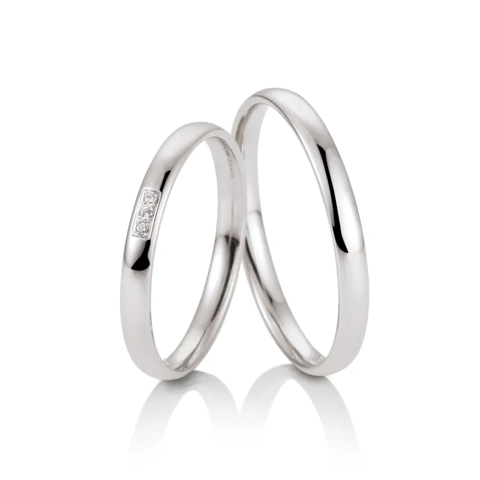 Alianzas de boda de oro blanco con diamantes