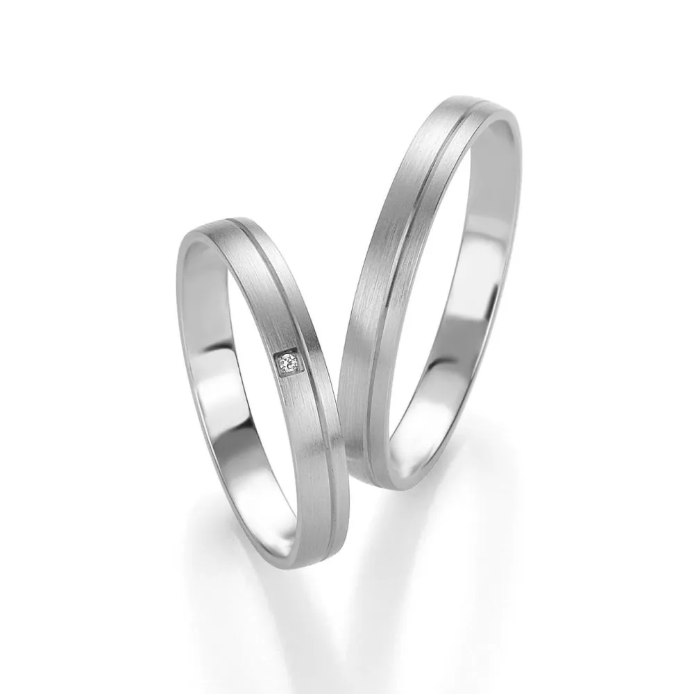 Alianzas de boda de paladio con diamante