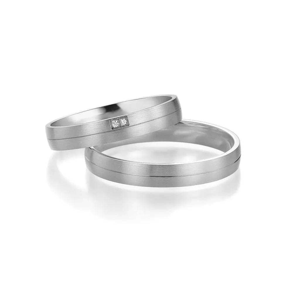Alianzas de boda de paladio con diamantes