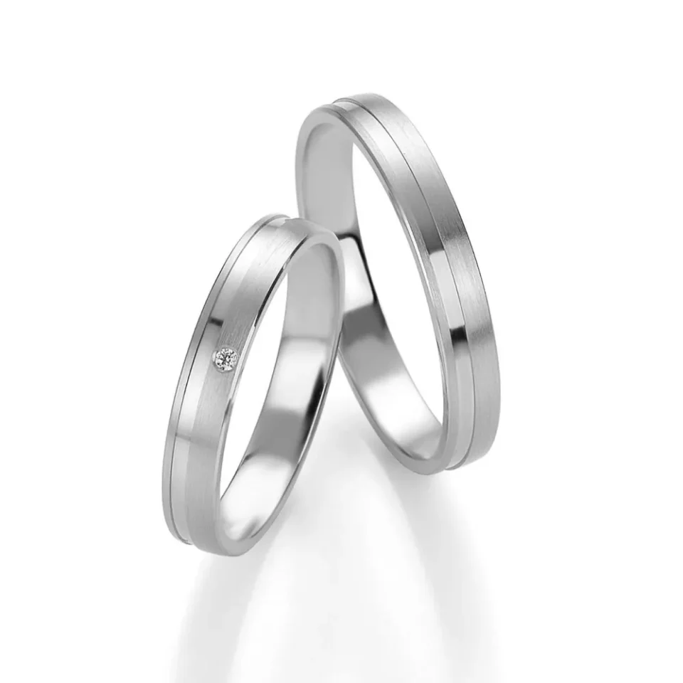 Alianzas de boda de paladio con diamante