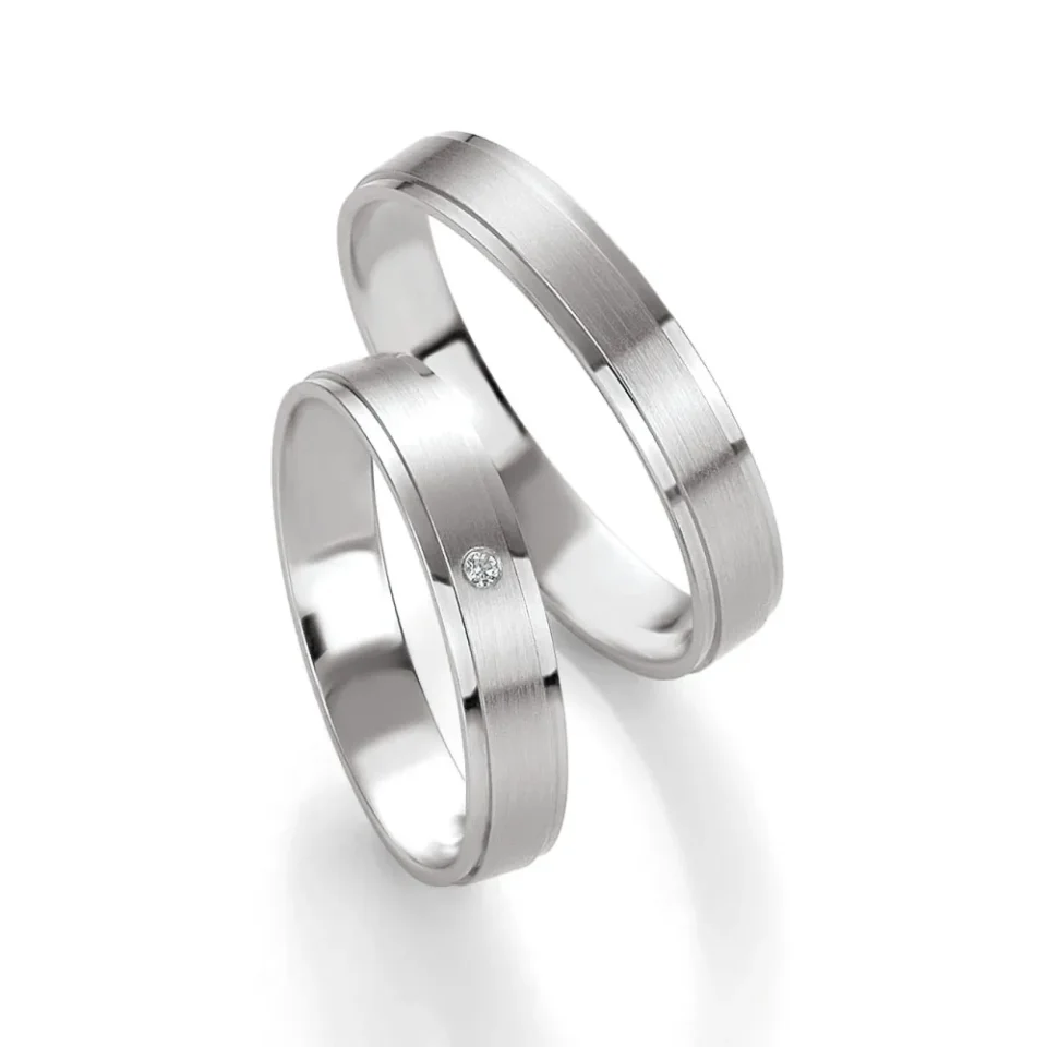 Alianzas de boda de paladio con diamante
