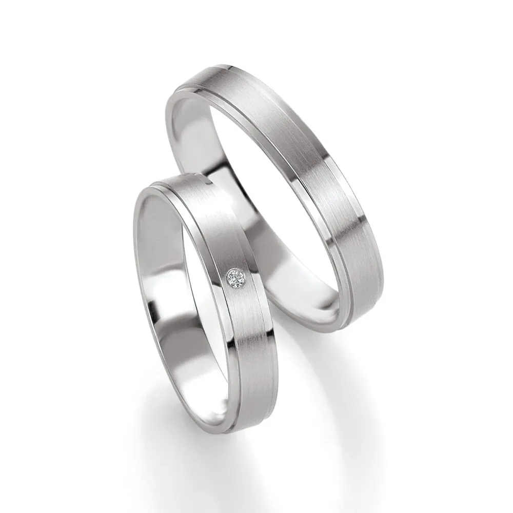 Alianzas de boda de paladio con diamante