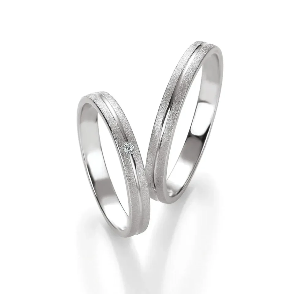 Alianzas de boda de paladio con diamante