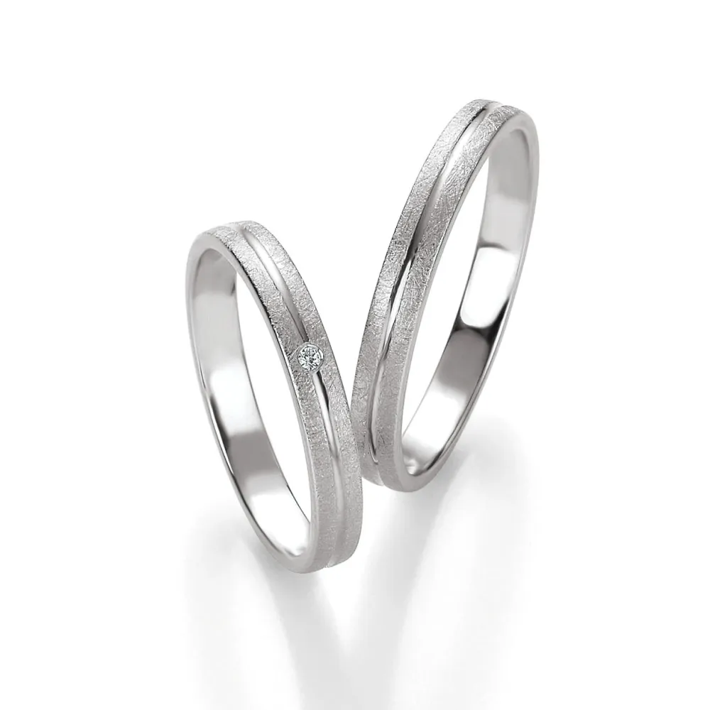 Alianzas de boda de paladio con diamante