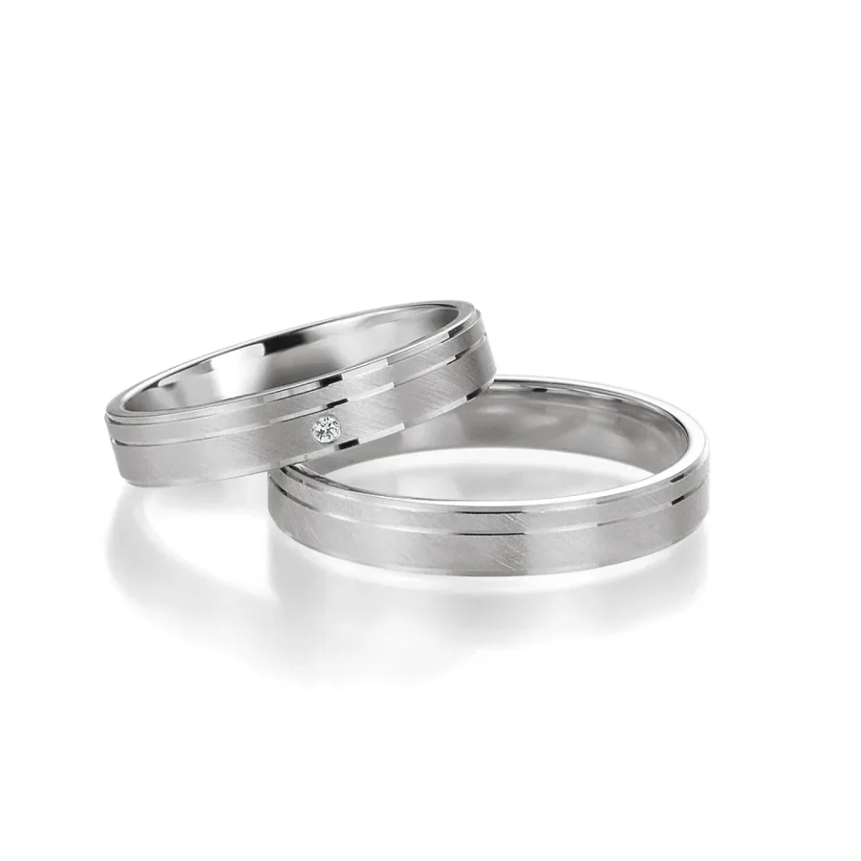 Alianzas de boda de paladio con diamante