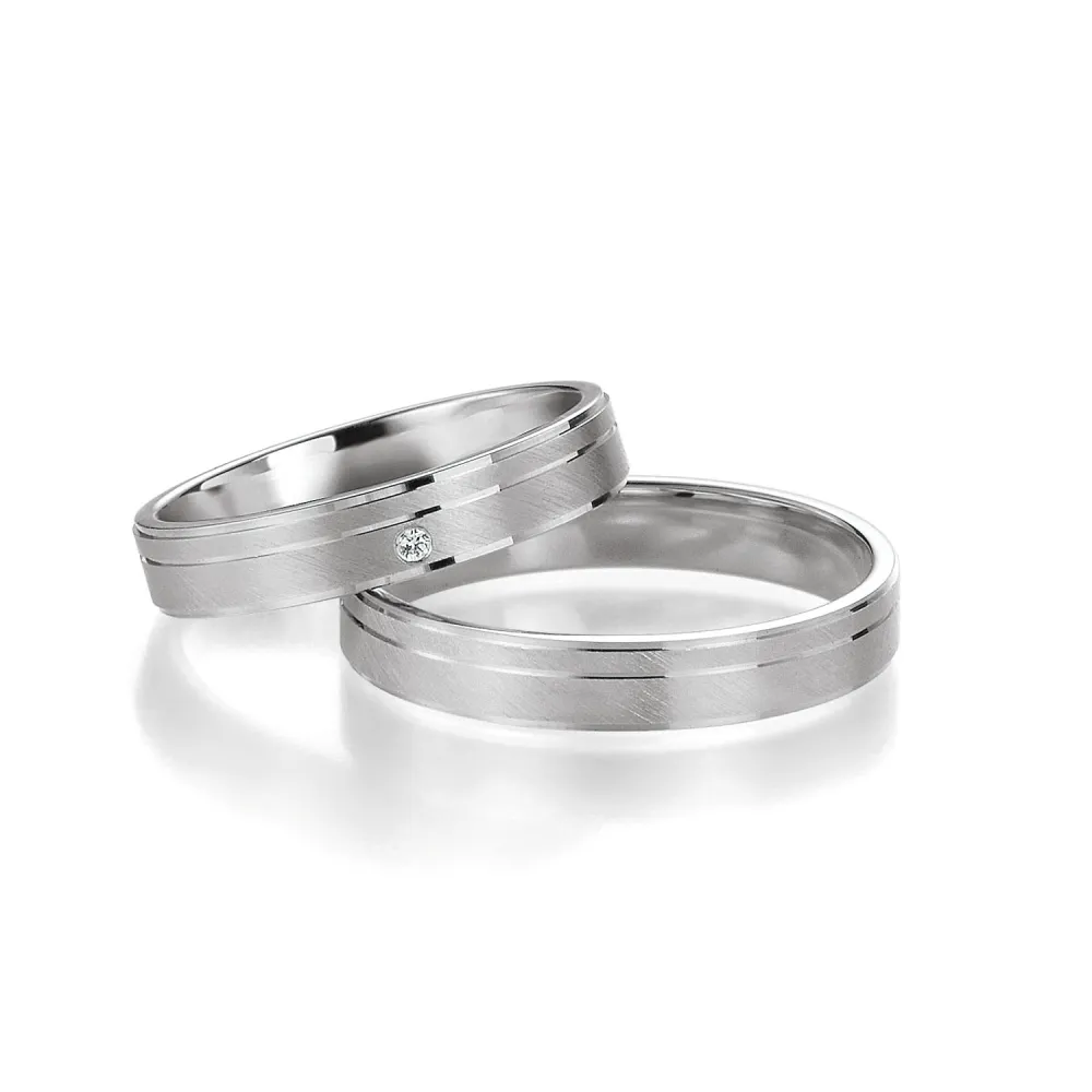 Alianzas de boda de paladio con diamante