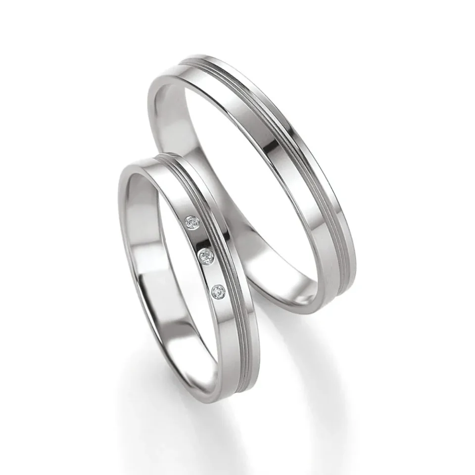 Alianzas de boda de paladio con diamantes
