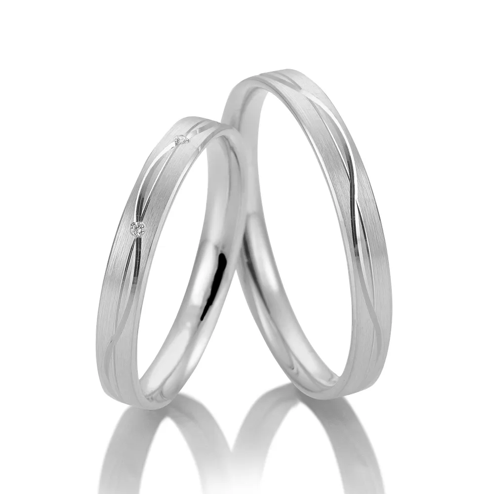 Alianzas de boda de paladio con diamantes