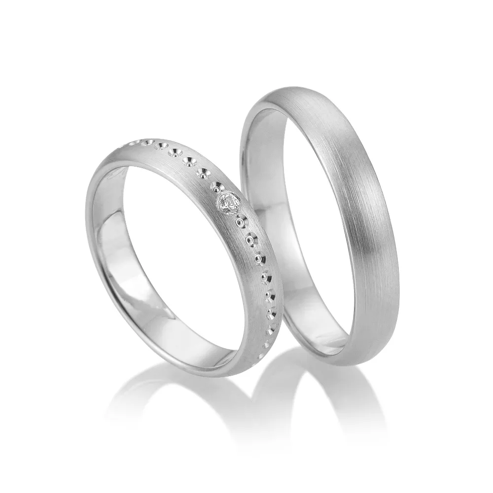 Alianzas de boda de paladio con diamante