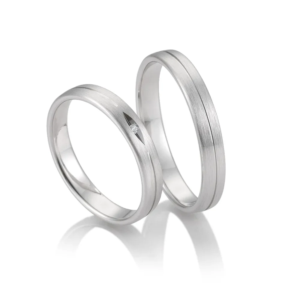 Alianzas de boda de platino con diamante