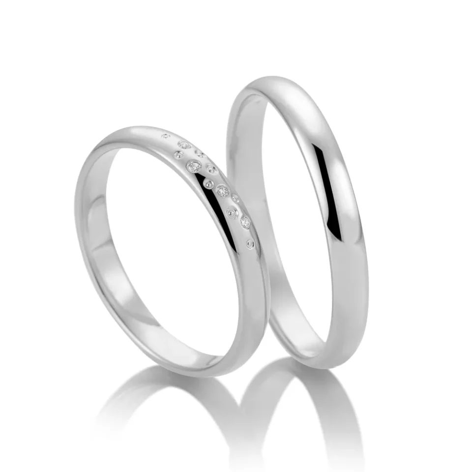 Alianzas de boda de paladio con diamantes