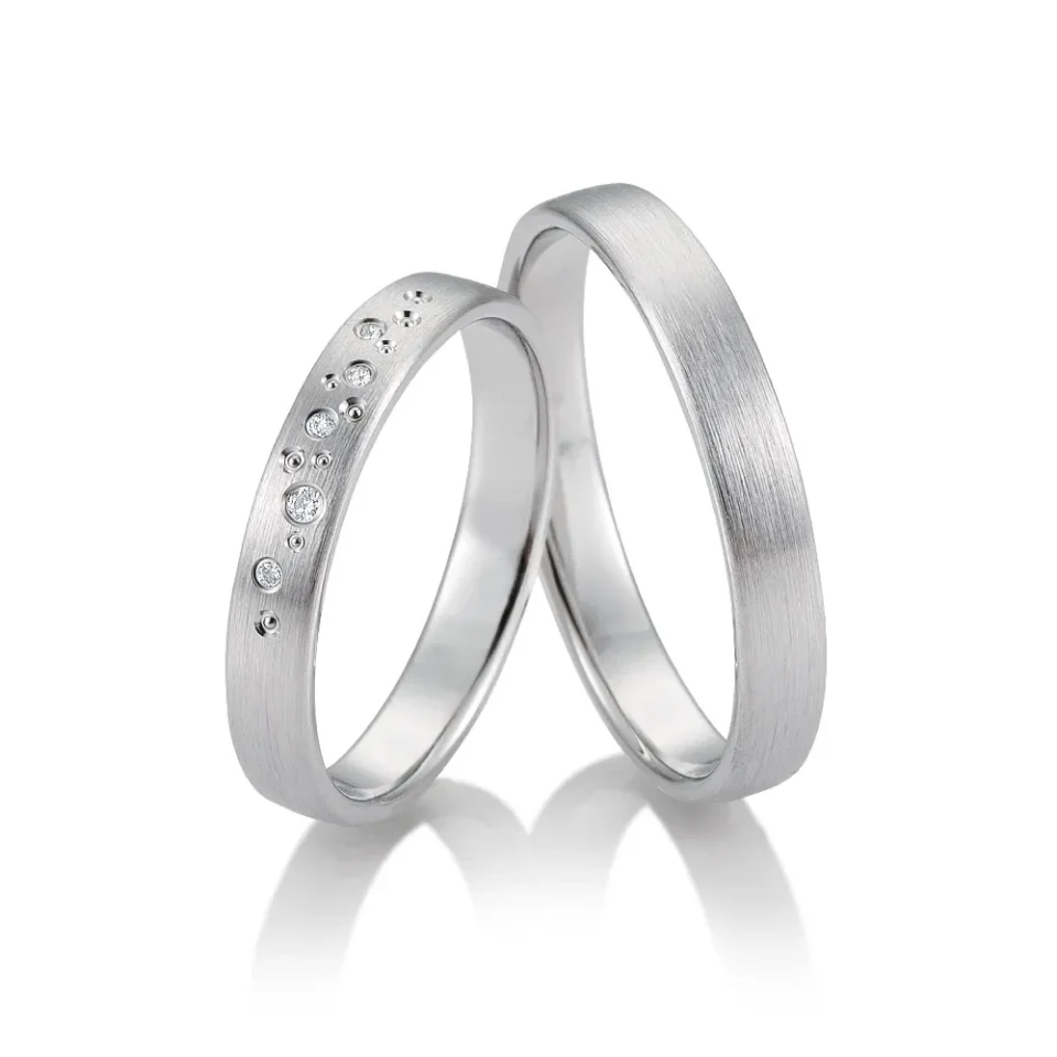 Alianzas de boda de paladio con diamantes