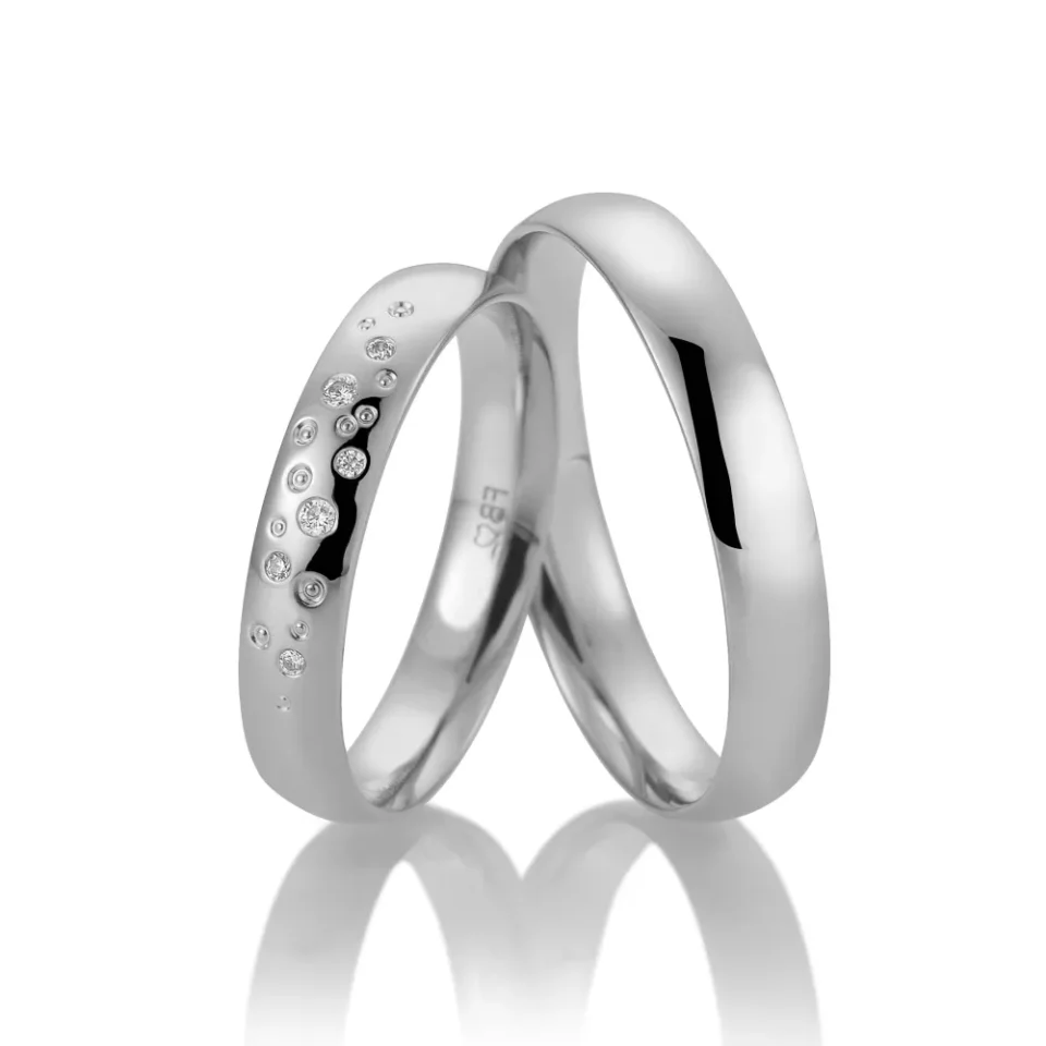 Alianzas de boda de paladio con diamantes