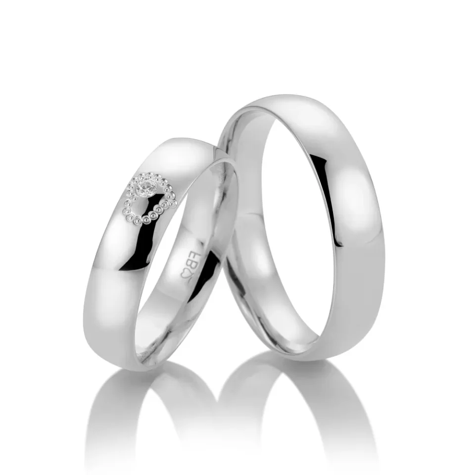 Alianzas de boda de paladio con diamante