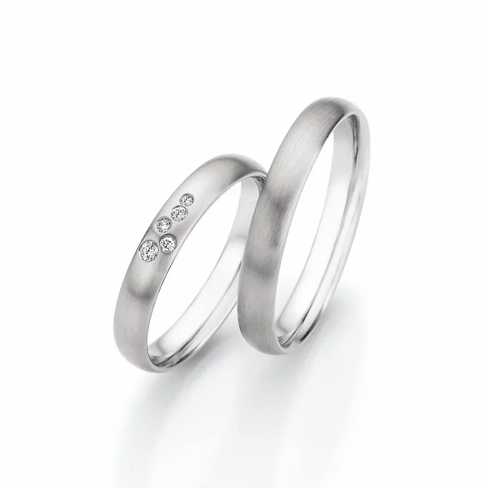 Alianzas de boda de paladio con diamantes