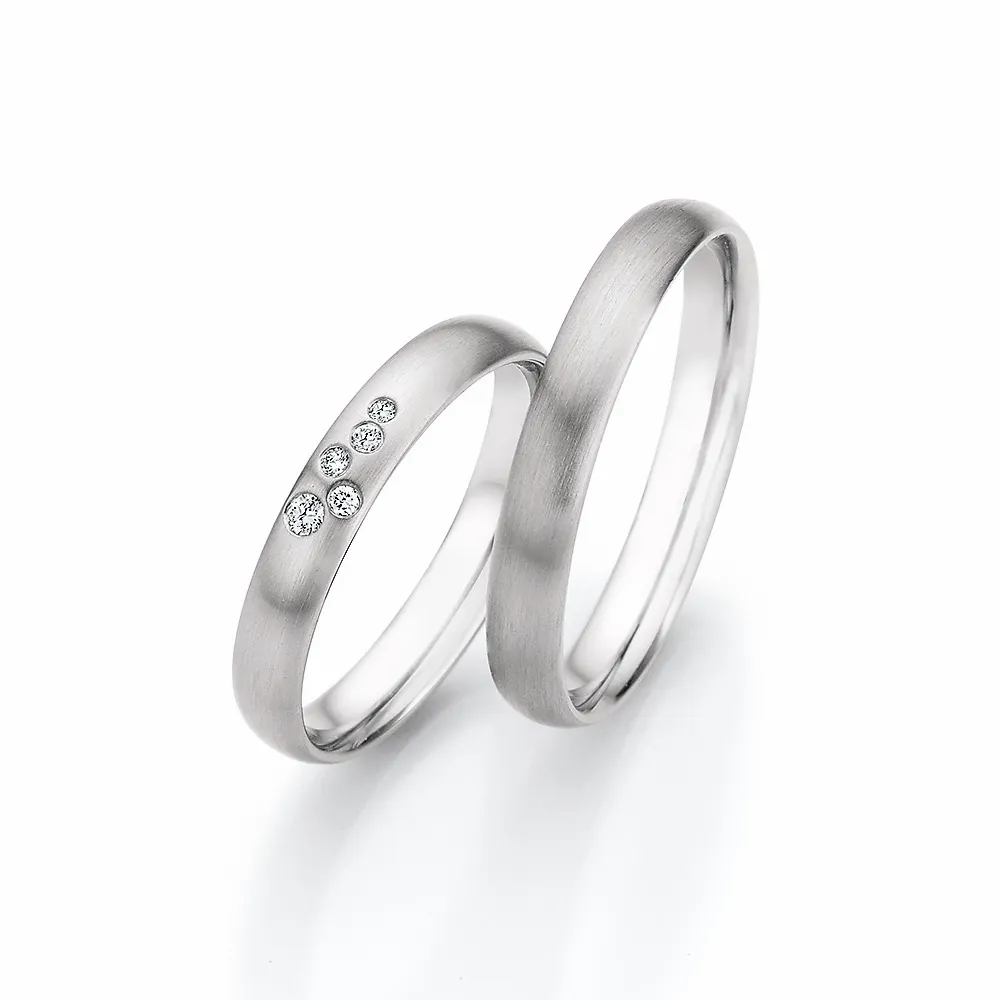 Alianzas de boda de paladio con diamantes