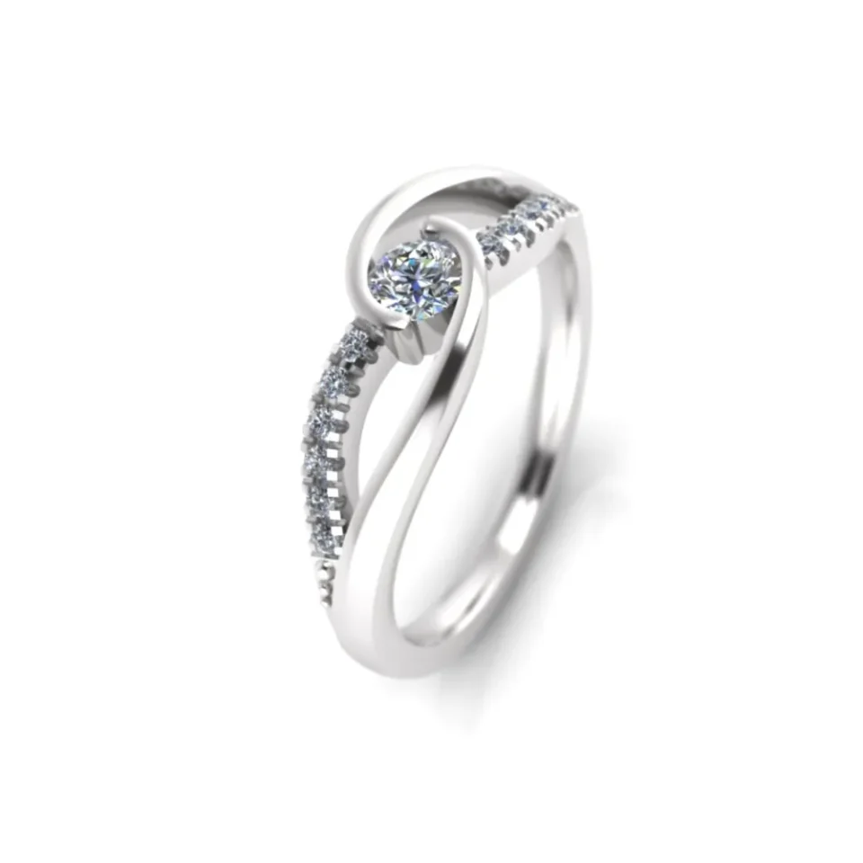 Anillo de compromiso de oro blanco con diamantes