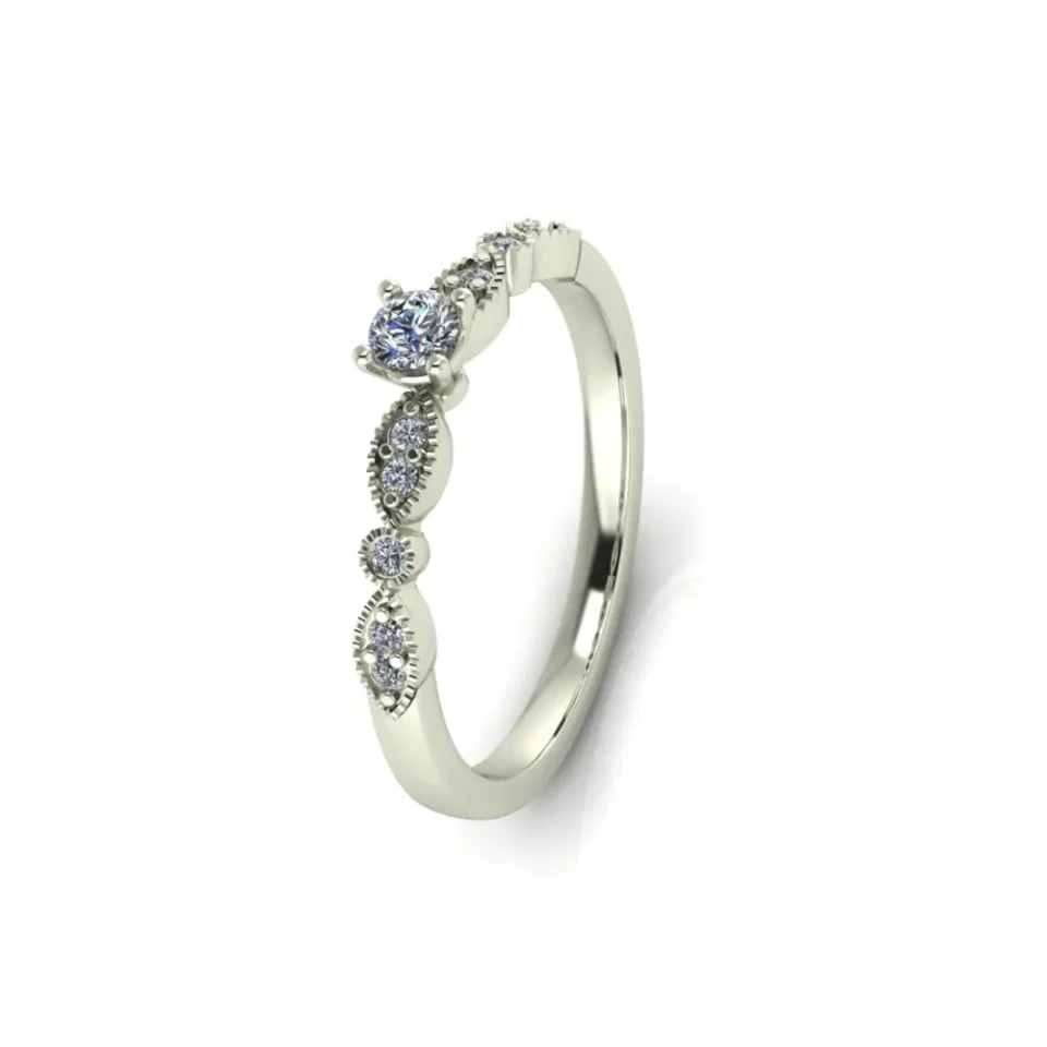 Anillo de compromiso de platino con diamantes