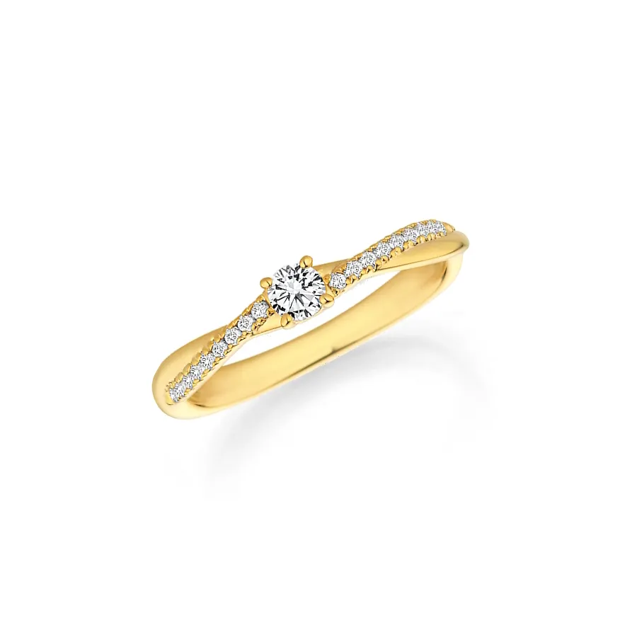 Anillo de compromiso de oro amarillo con diamantes