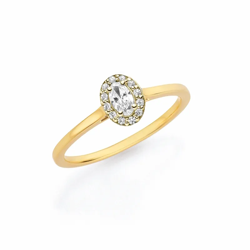 Anillo de compromiso de oro amarillo con diamantes