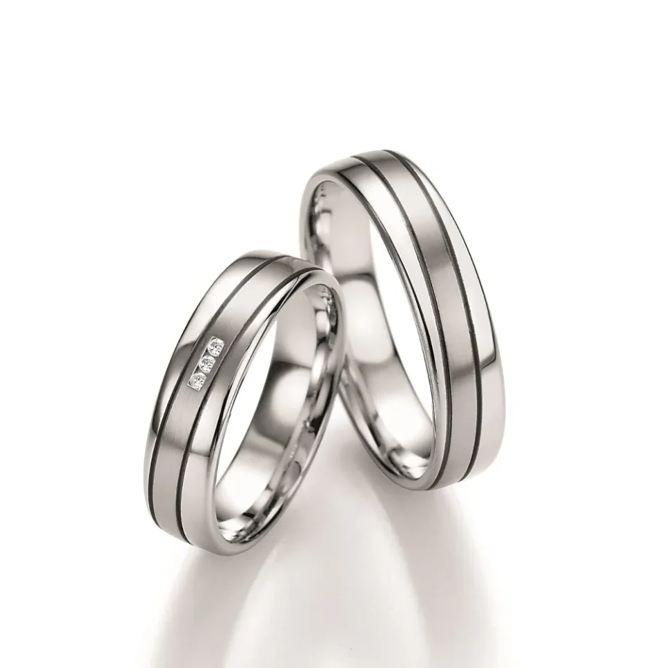 Alianzas de boda de paladio con diamantes