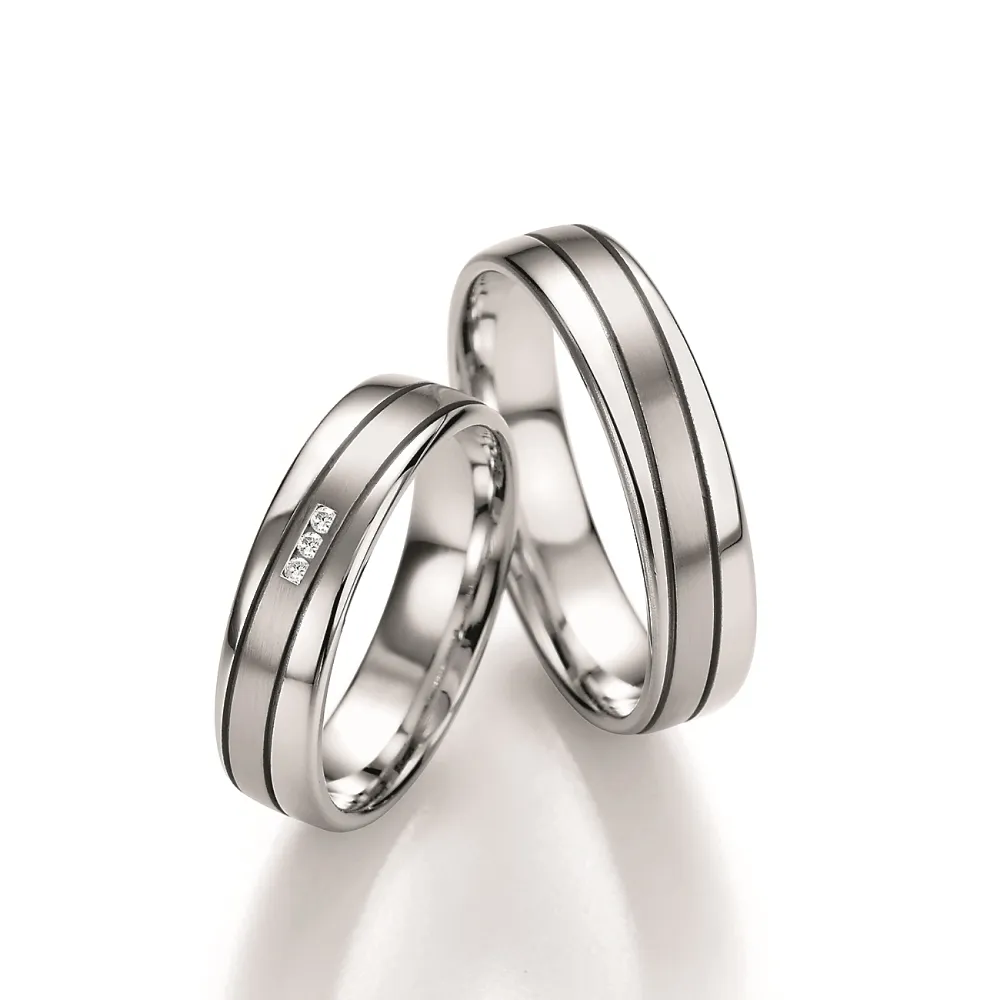 Alianzas de boda de paladio con diamantes
