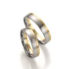 Alianzas de boda de paladio y oro amarillo con diamante