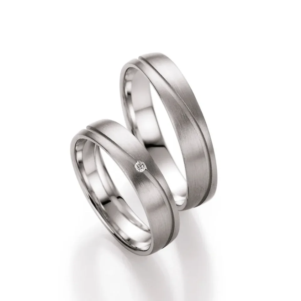 Alianzas de boda de paladio con diamante