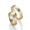 Alianzas de boda de oro amarillo y paladio con diamantes