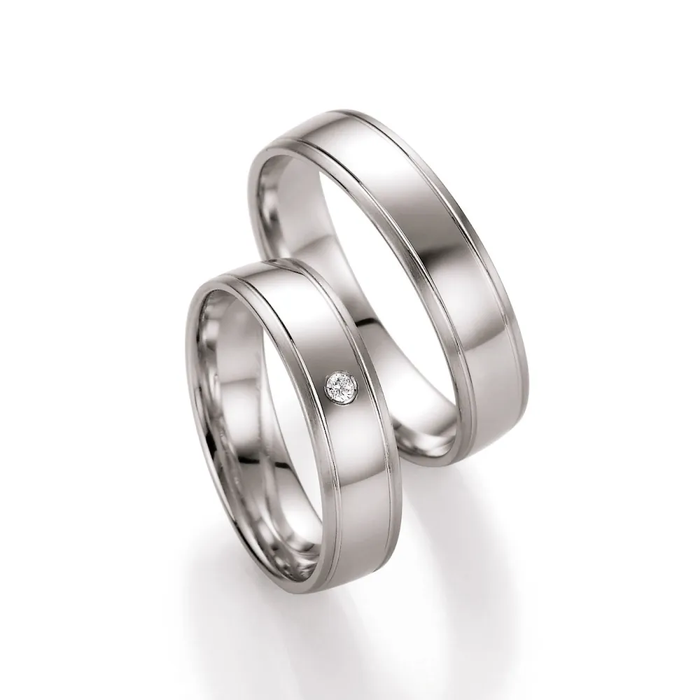 Alianzas de boda de paladio con diamante