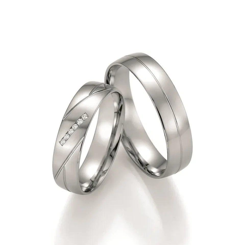 Alianzas de boda de paladio con diamantes