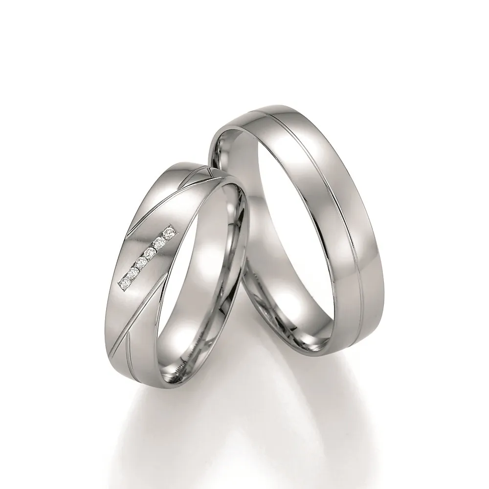 Alianzas de boda de paladio con diamantes