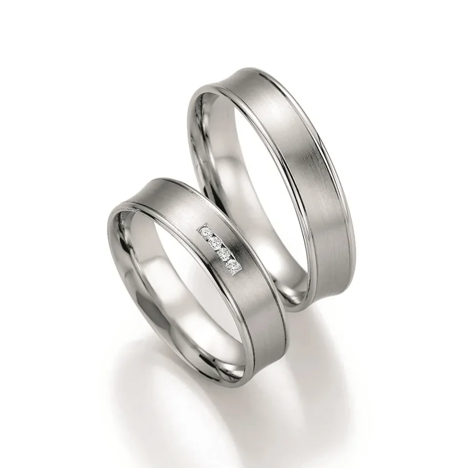 Alianzas de boda de paladio con diamantes