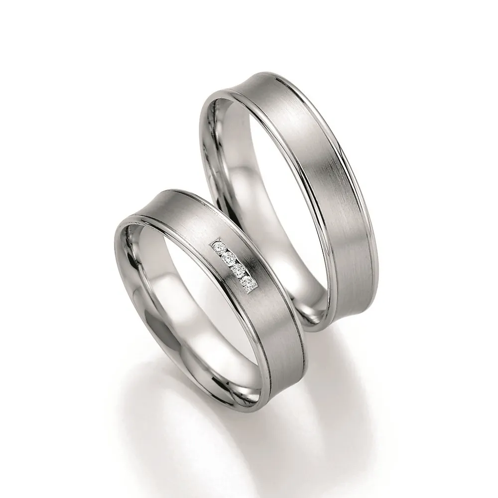 Alianzas de boda de paladio con diamantes