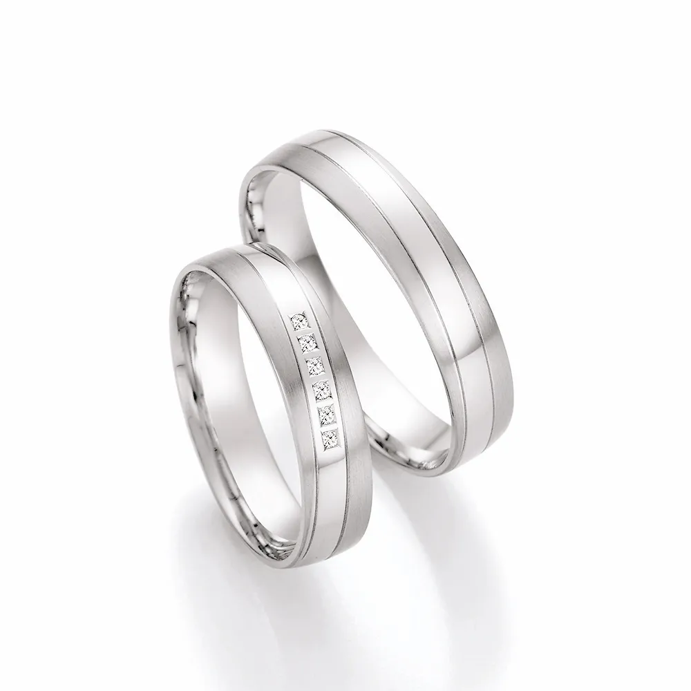 Alianzas de boda de paladio con diamantes