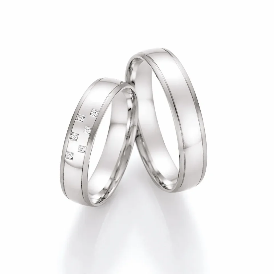 Alianzas de boda de paladio con diamantes