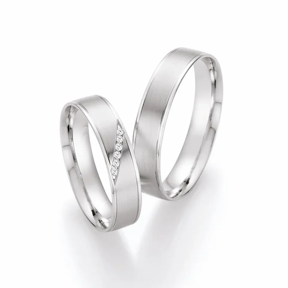 Alianzas de boda de paladio con diamantes