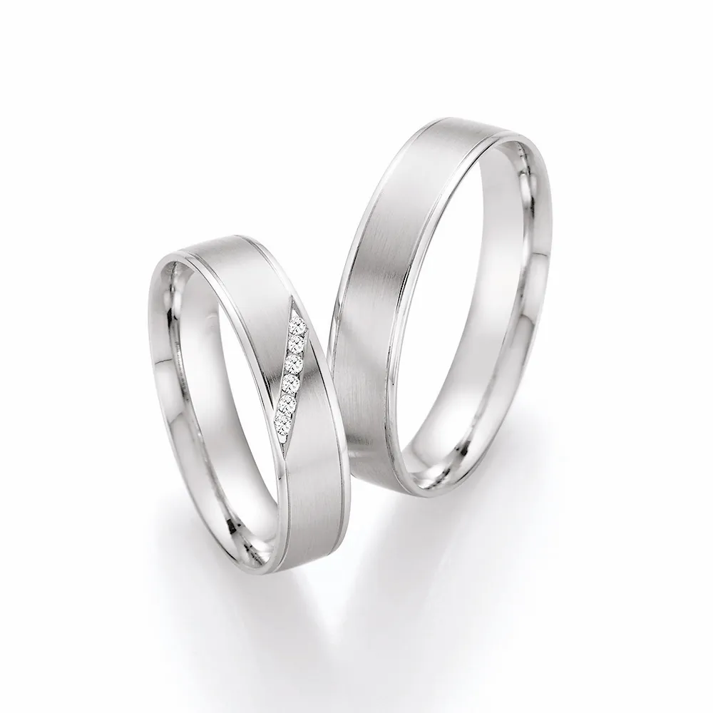 Alianzas de boda de paladio con diamantes