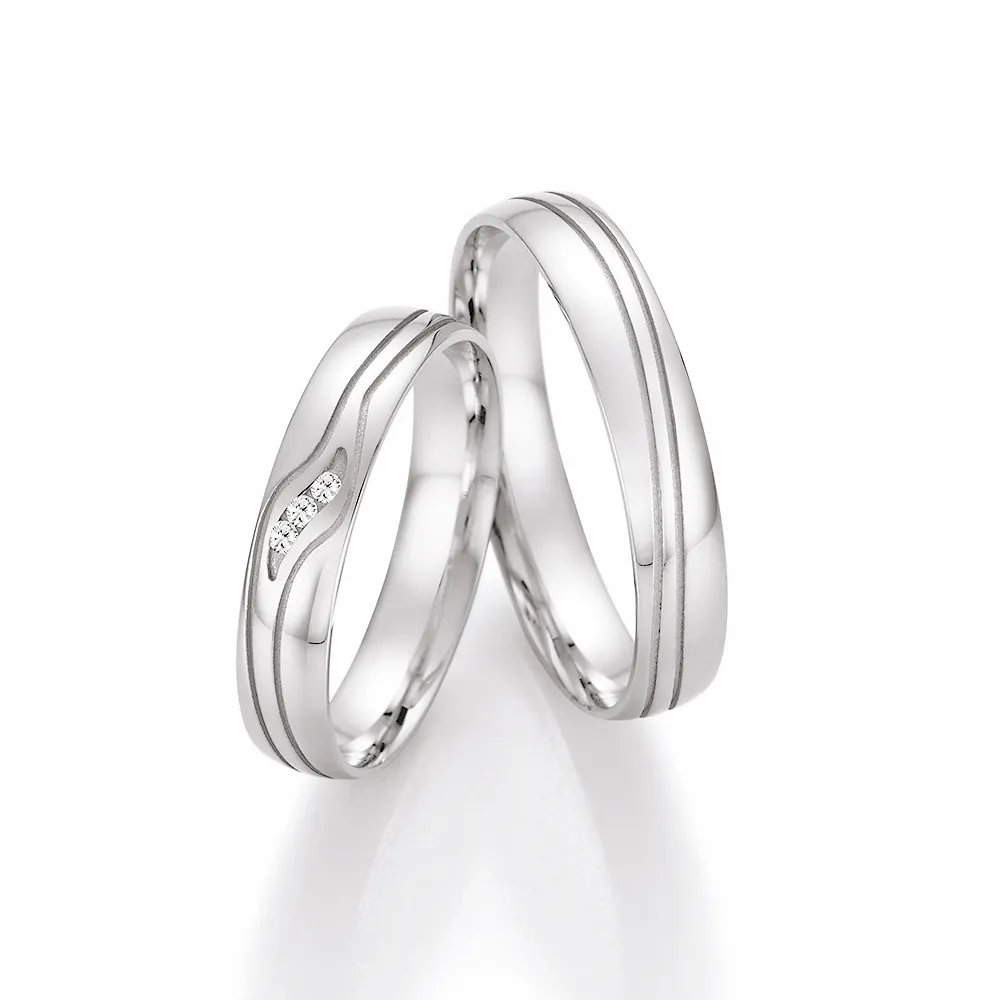 Alianzas de boda de paladio con diamantes