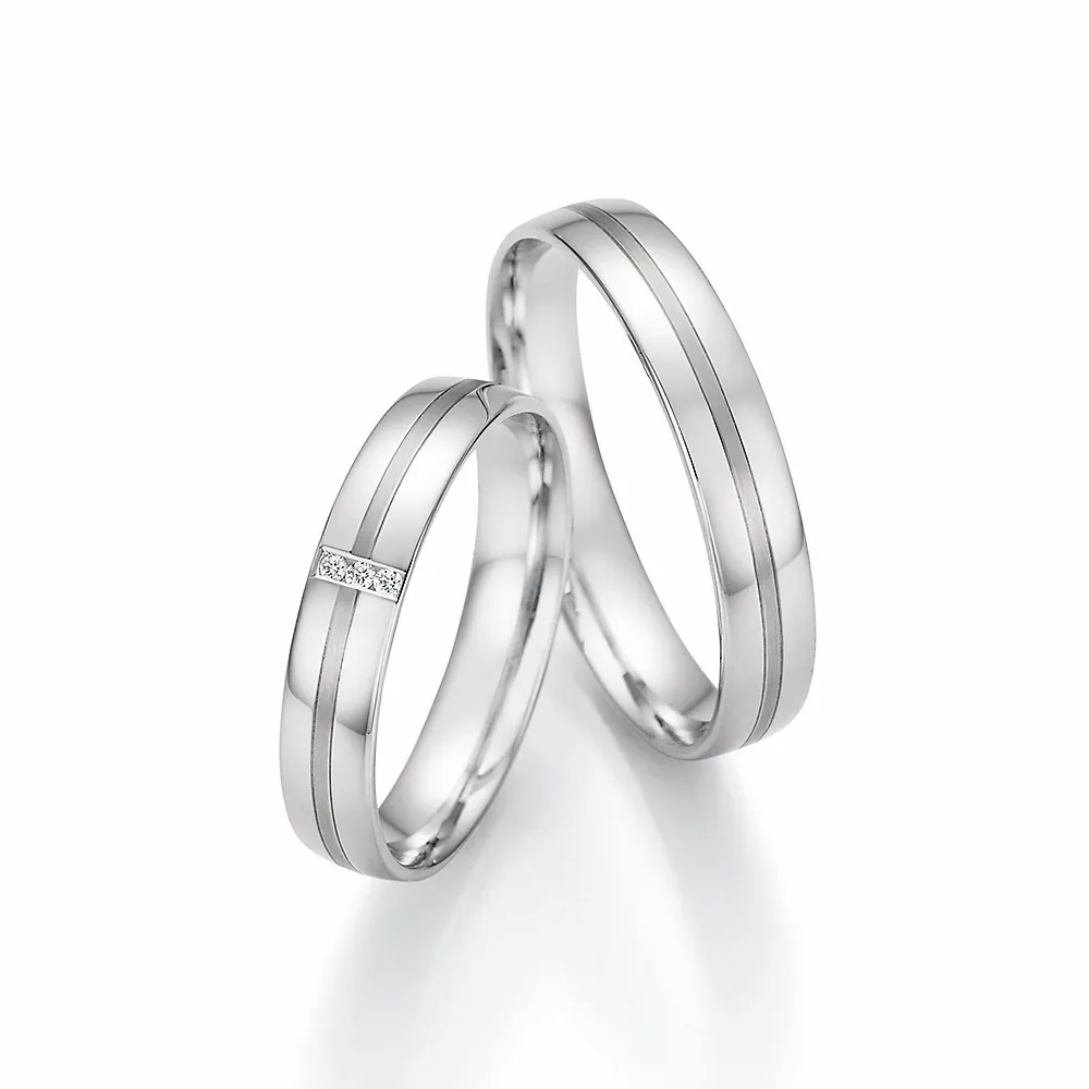 Alianzas de boda de oro blanco con diamantes