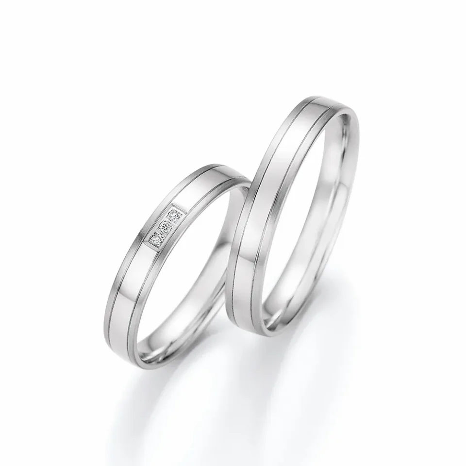 Alianzas de boda de oro blanco con diamantes