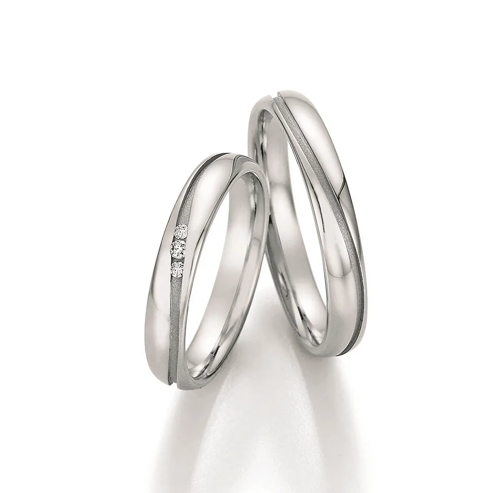 Alianzas de boda de paladio con diamantes